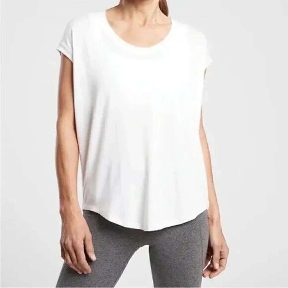 Athleta Cloudlight Stratus Tee In White Women's Size XXS Athletic T Shirt
